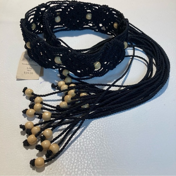 COLDWATER CREEK Sz S/M Braided Rope Cord  Wood Beads Bohemian Belt NWT - Picture 3 of 8
